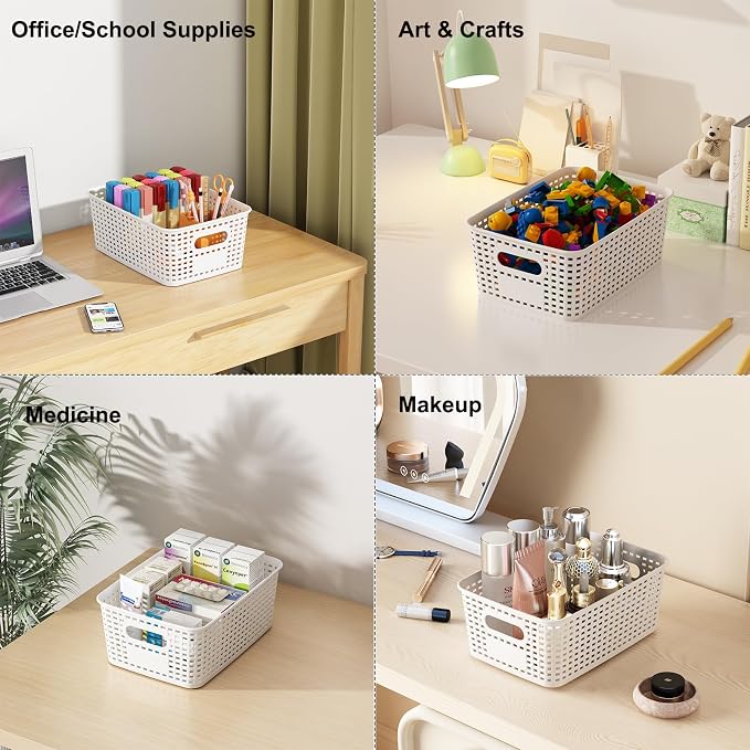 White Plastic Storage Baskets - Image 7