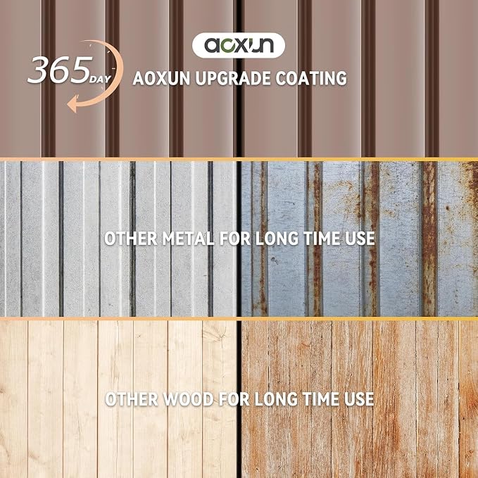 Aoxun 6x4ft Shed with Floor Heavy-Duty Galvanized Steel Outdoor Storage Shed - Image 4