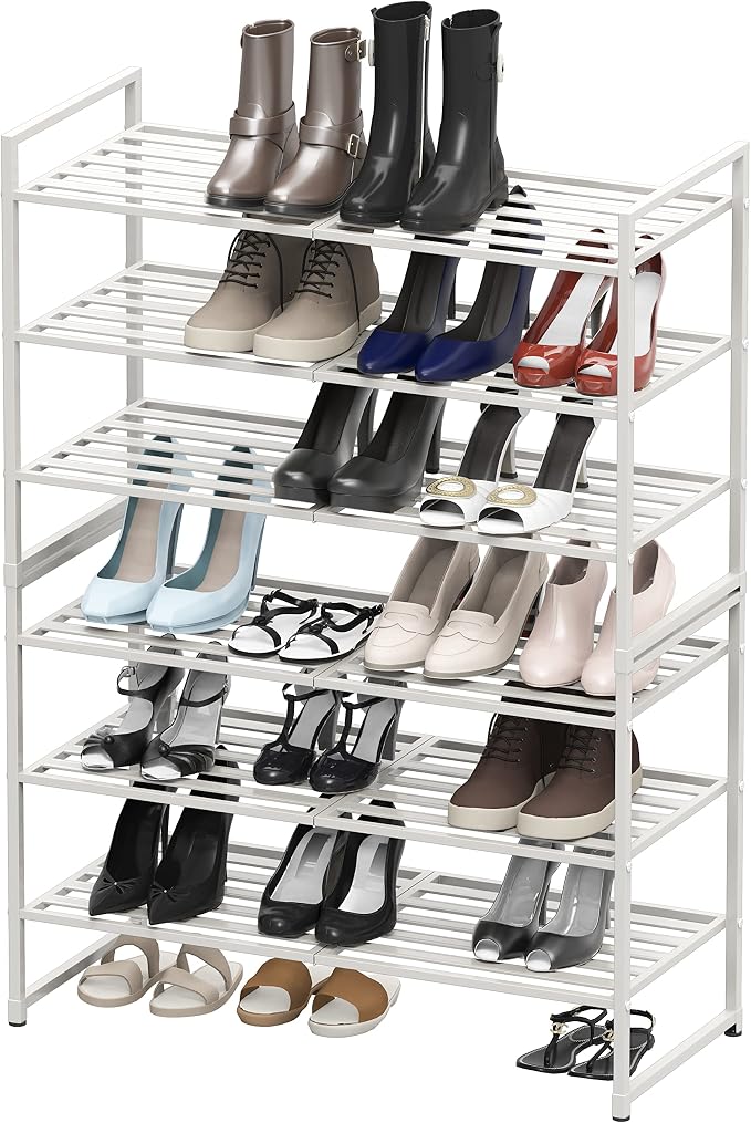 Simple Houseware 3-Tier Stackable Metal Panel Shoes Rack - Image 5