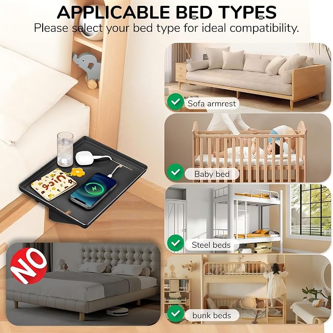 Bedside Shelf for Bunk Beds & Top Bunk, Clip On Nightstand - Image 4