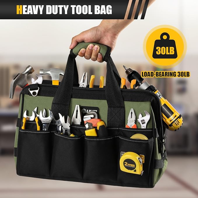Heavy Duty Tool Bag 15-Inch, 16-Pocket Portable Empty Tool Box Organizer Storage - Image 4