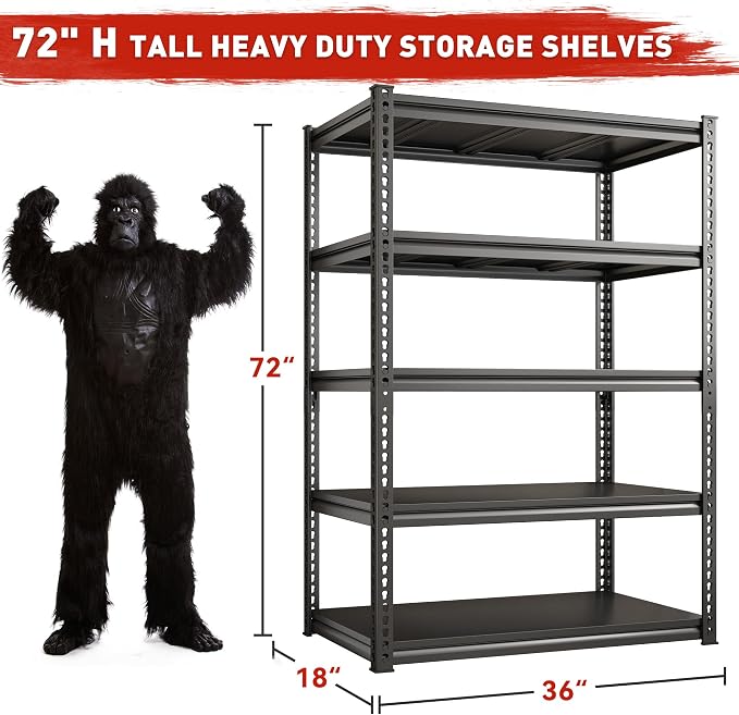 REIBII Garage Shelving 72" H, Storage Shelves Heavy Duty Load 2500 LBS - Image 2