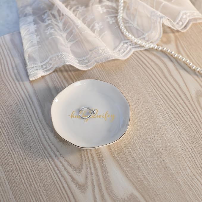 HOME SMILE Wifey Hubby Ring Dish, Unique Wedding Gifts - Image 2