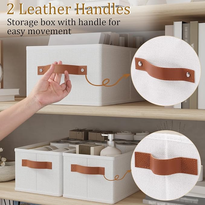 OUTBROS Wardrobe Storage Boxes, Fabric Foldable Bins, Cube Baskets - Image 4