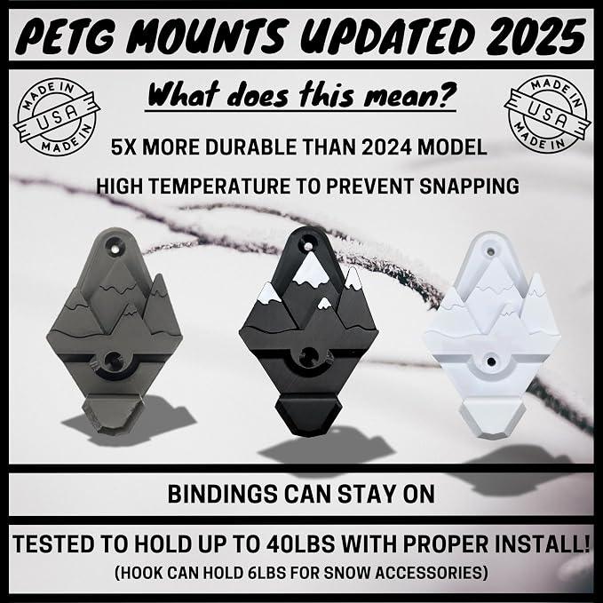 Snowboard Wall Mount with Hooks, Universal Design, Snowboard Rack, Space Saver - Image 3