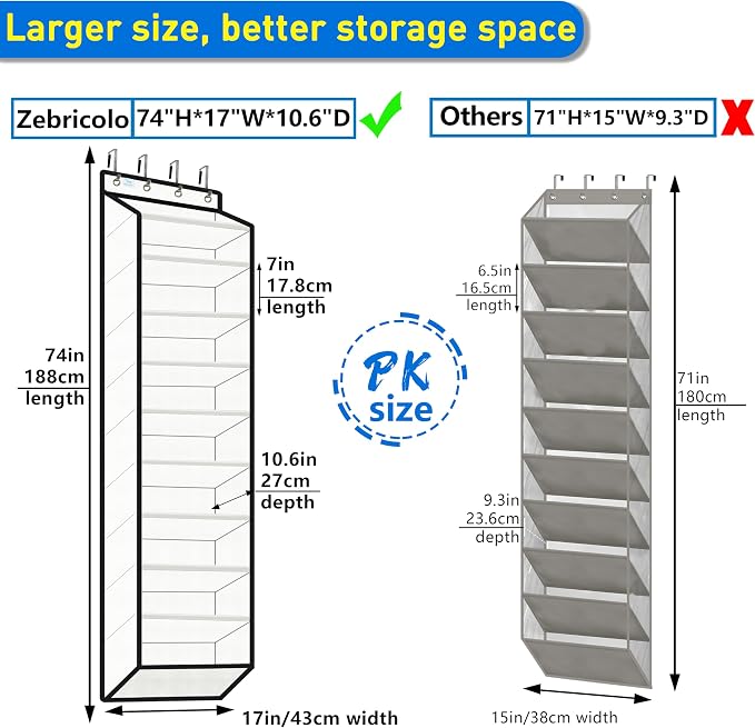 Over The Door Shoe Organizer, 70 Pounds Large Capacity, Heavy Duty-Extra Deep - Image 2