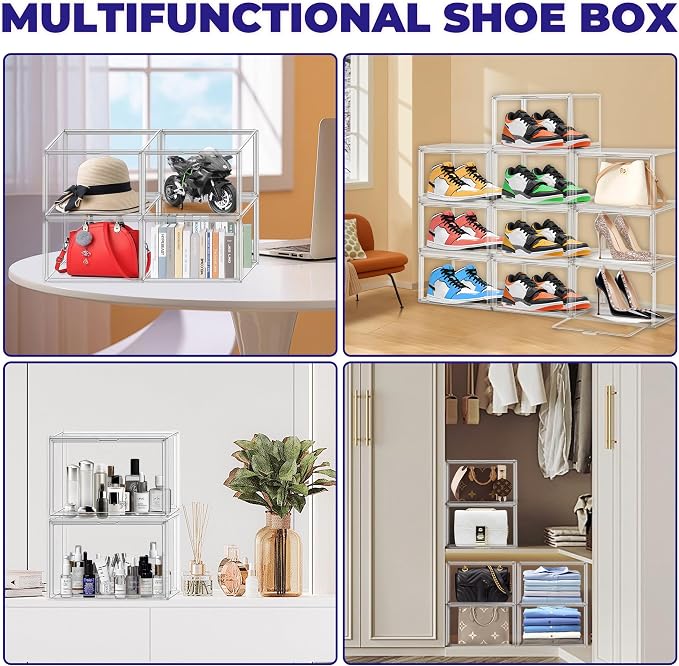 Shoe Storage 6 Pack Size 13 Acrylic Clear Shoe Storage Box Stackable Large - Image 6