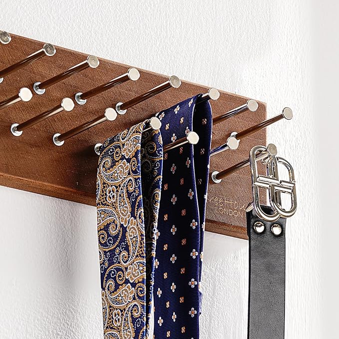 TreeHouse London Tie Rack Organizer – Holds 40 Large Ties – Solid Wood & Sturdy - Image 4