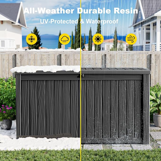 180 Gallon Waterproof Outdoor Storage Box, UV Resistant Resin Deck Box - Image 7