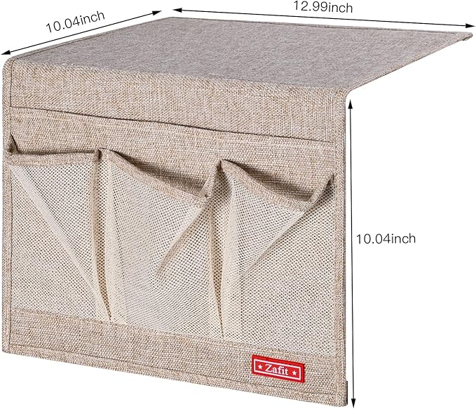 Linen 4 Pockets Bedside Caddy, Bedside Storage Organizer - Image 3