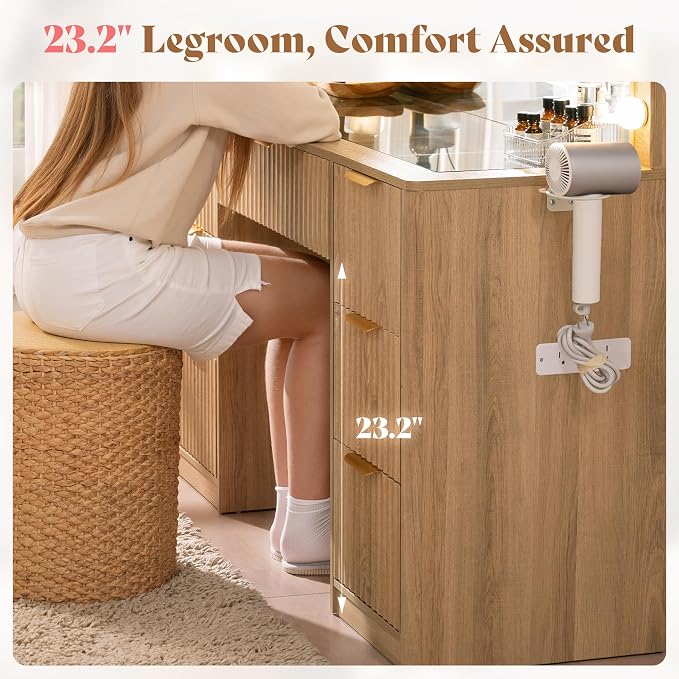AMERLIFE 36.2" Fluted Vanity Desk - Image 8