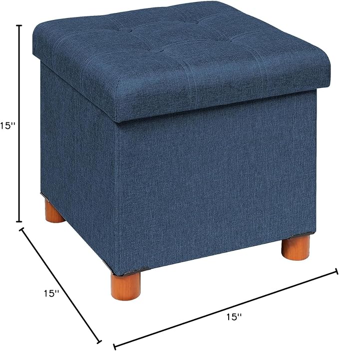 PINPLUS Storage Ottoman Cube, Foldable Fabric Footrest, Comfortable Seat - Image 3