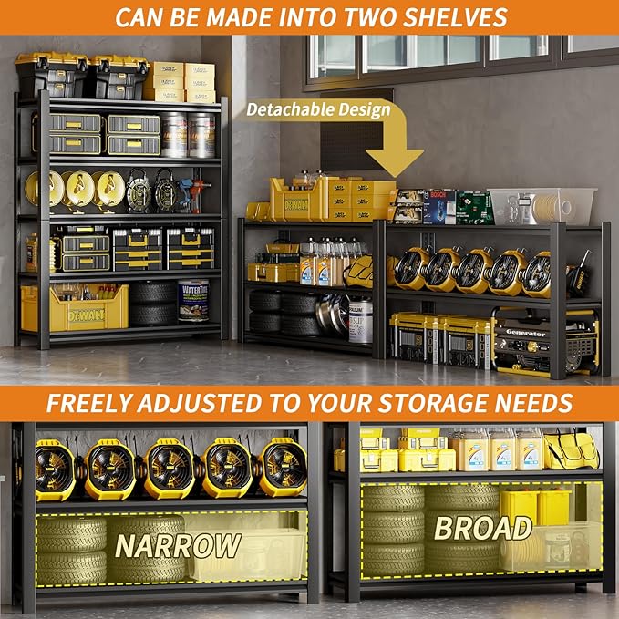 72"H Garage Shelving Units Storage Metal Shelves 2000LBS Heavy Duty Shelving - Image 5