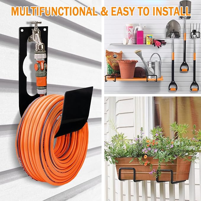 WaterHose Holder, 2 Pack Heavy Duty Wall Mount, Metal Hose Reel, Sturdy Hose - Image 2
