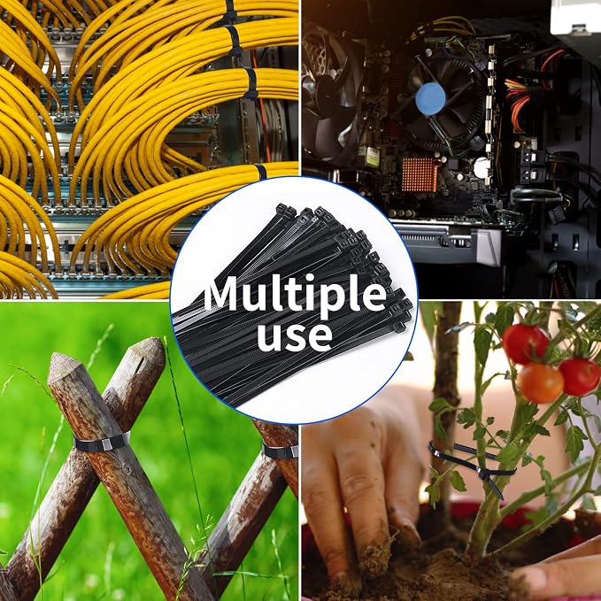 1000PCS Zip Ties 12 Inch Heavy Duty 50lbs UV Resistant Zip Black Cable Straps - Image 7