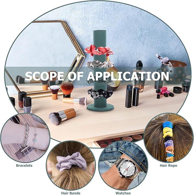 Velvet Vertical Hair Tie Organizer Tower Scrunchie Display Stand - Image 6