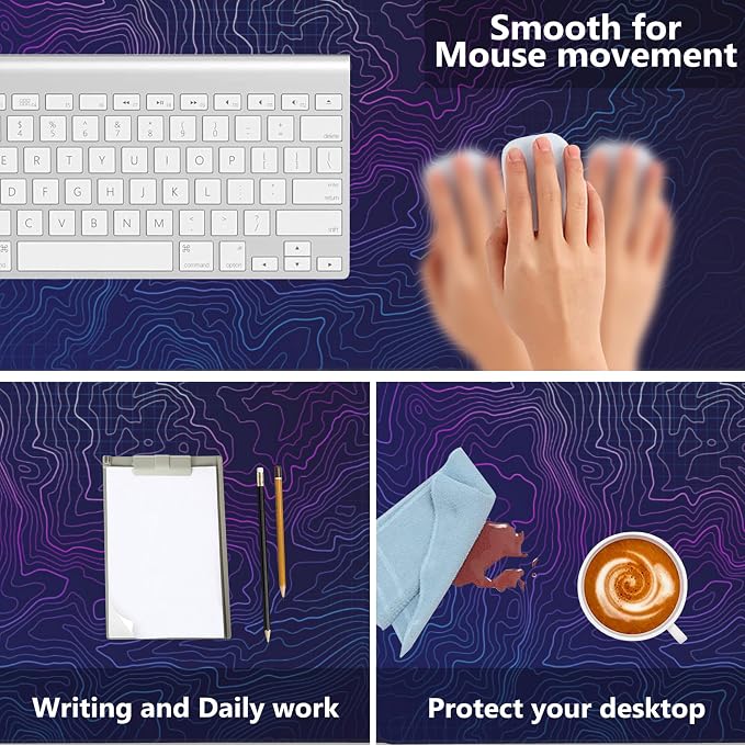 Gaming Mouse Mat Abstract Topography Large Mouse Pad Extended Mouse Pad Desk - Image 4