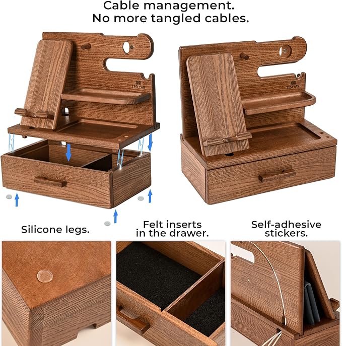 TESLYAR Wood Phone Docking Station - Image 8