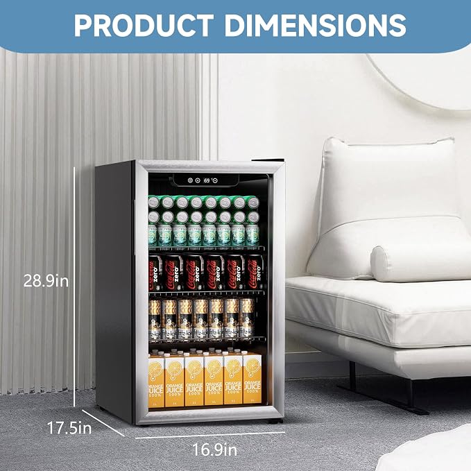 Beverage Refrigerator Cooler, 105 Can Mini Fridge Glass Door - Image 3