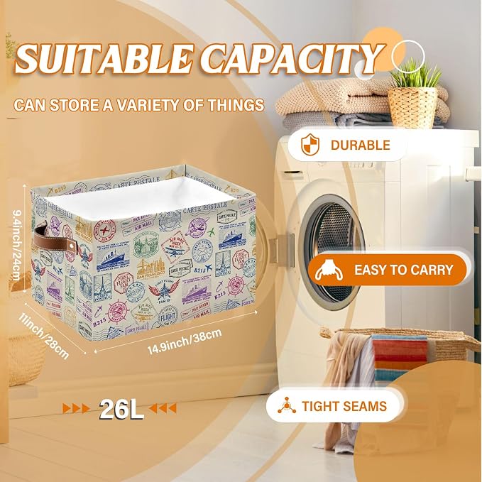Rectangle Cruise Ship Nursery Storage Basket, Collapsible Storage Box Bin - Image 2