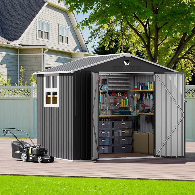 8x6 FT Outdoor Storage Shed, Metal Garden Shed - Image 3