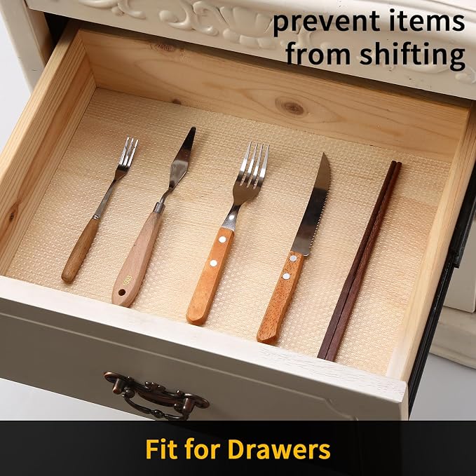 iwtmm Shelf Drawers Liners for Kitchen Cabinets Non-Slip, Oil-Proof Drawer - Image 3
