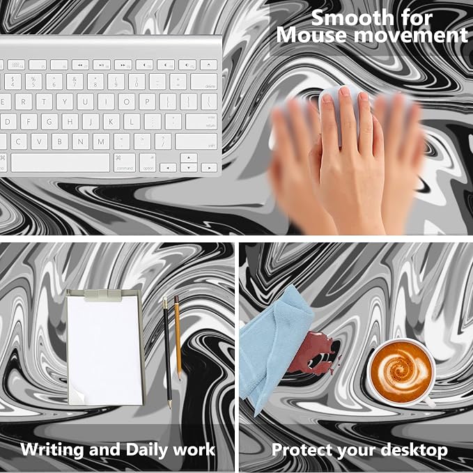 Desk Mat, Fluid Pattern Extended Gaming Mouse Pad, Large Non-Slip Rubber Base - Image 4