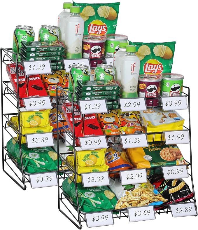 4-Tier Black Stackable Candy Display Rack, Snack Organizer by Unknown