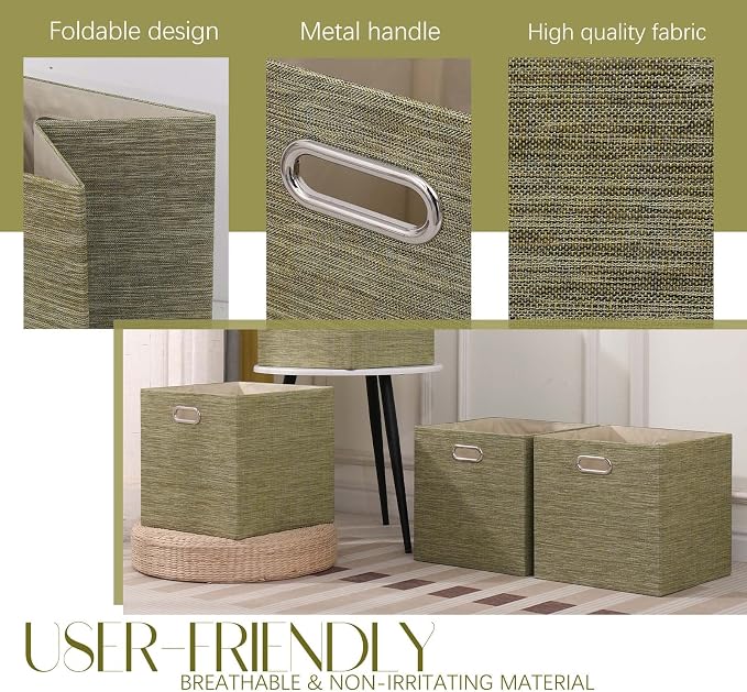 13×13 Inch Fabric Storage Cube Bins, Foldable Cube Organizer Boxes - Image 4