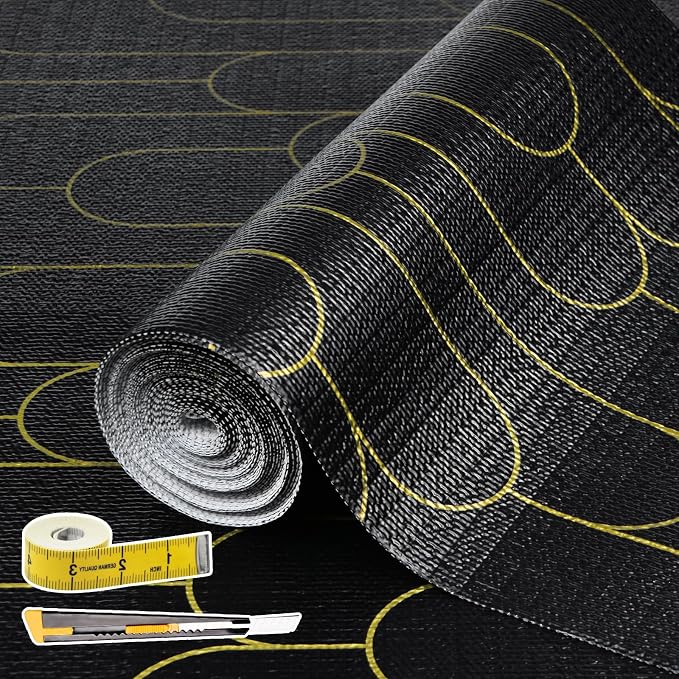 Shelf Liners for Kitchen Cabinets Drawer Liner 12in x 20FT Non Adhesive Black by Adwann