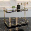 2-Tier Black Marble Bathroom Countertop Organizer – Glass Shelves & Gold Metal by Unknown