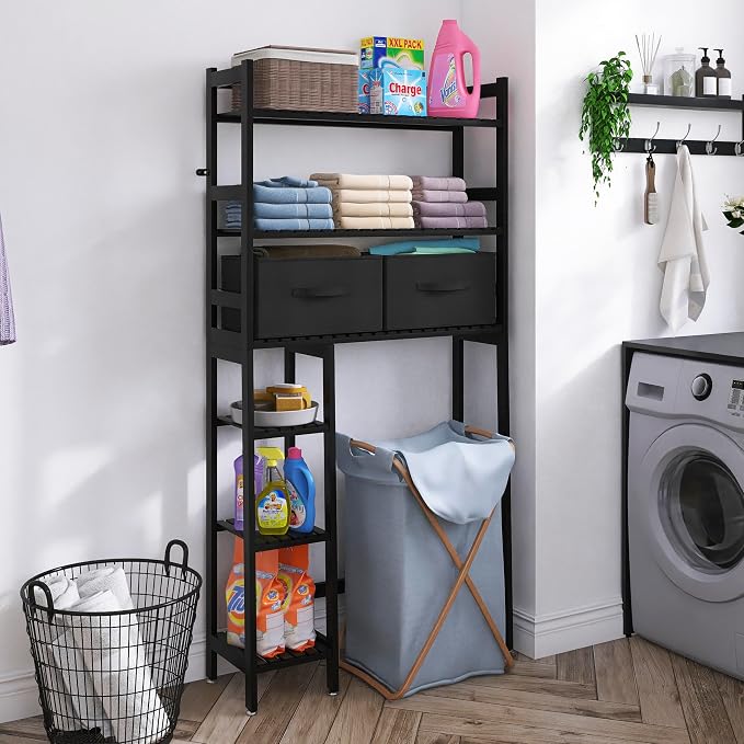 SMIBUY Over-The-Toilet Storage Rack, 6-Tier Bamboo Large Bathroom Organizer - Image 4