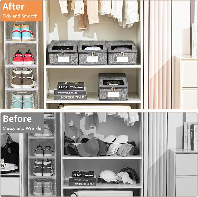 2 Pack Grey Hat Organizer for Baseball Cap, Hat Storage for Closet - Image 5