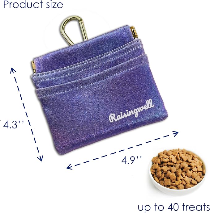 Dog Treat Pouch, Pocket Sized Pet Training Pouch, Hand Free Purple Dog Walking - Image 2