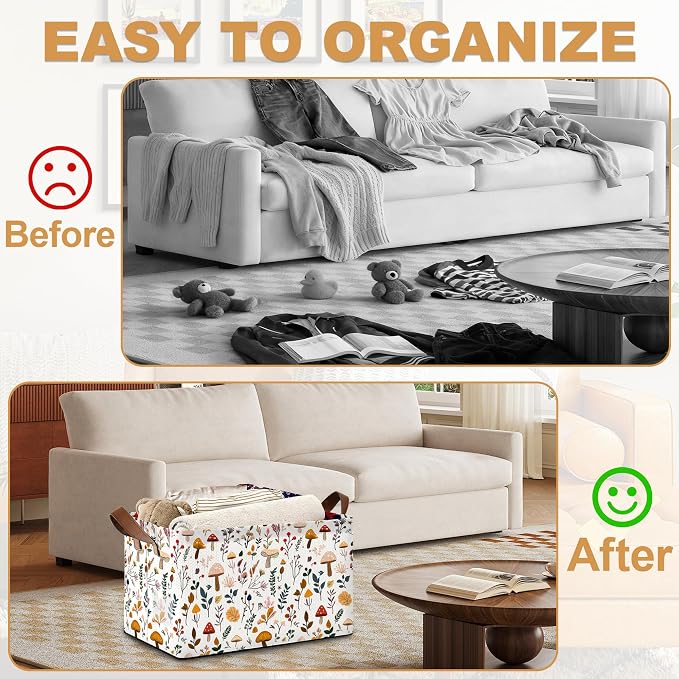 Decorative 32L Mushroom Storage Bins - Image 4