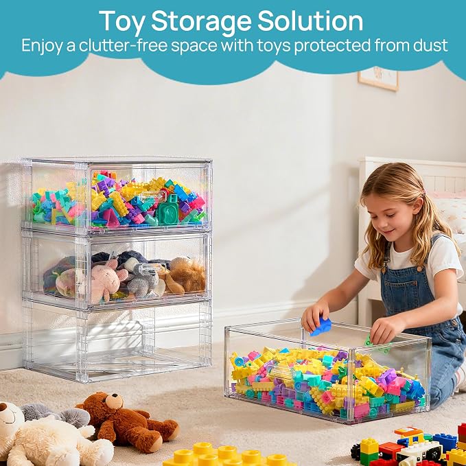 Vtopmart 2 Pack Large Clear Stackable Storage Drawers 27QT, Easily Assemble - Image 2