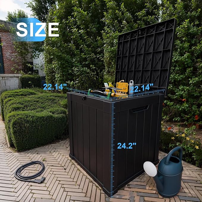 51 Gallon Outdoor Deck Box, Storage Lockable Waterproof Patio Furniture - Image 2