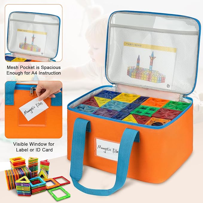 3 Packs Large Magnetic Tiles Storage Bags, Magnetic Tiles Storage Bin, Toy - Image 2