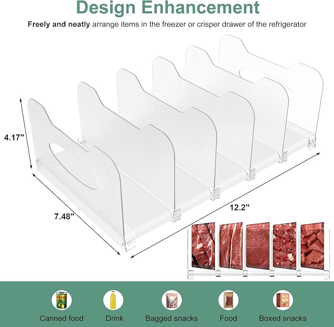 Freezer Organizer 12” Visible Fridge Organizer Rack - Image 3