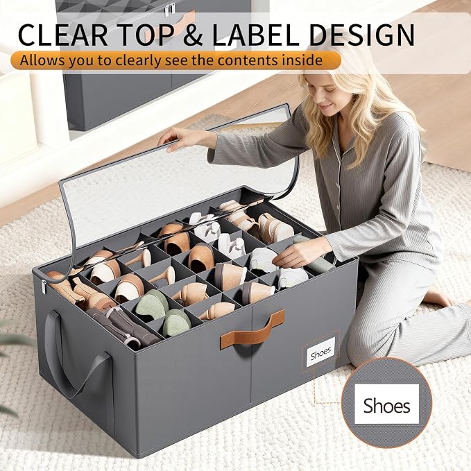 2 Pack Shoe Organizer for Closet, Foldable Shoe Storage Organizer - Image 4