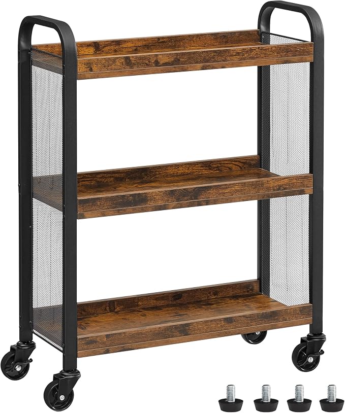 VASAGLE 3-Tier Narrow Storage Cart, Rolling Cart by VASAGLEbySONGMICSHOME