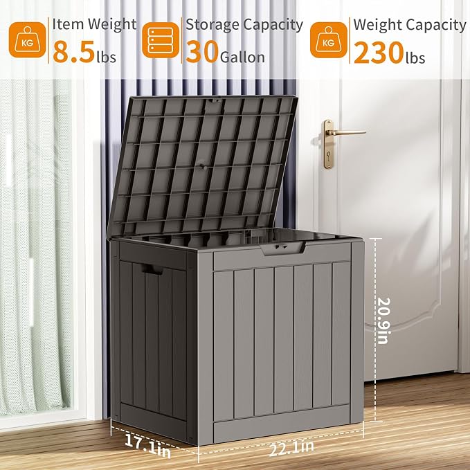 30 Gallon Outdoor Deck Box, Storage Lockable Waterproof Patio Furniture - Image 4