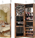 CHARMAID Jewelry Cabinet Wall or Door Mounted, Hanging Lockable Jewelry Armoire by CHARMAID