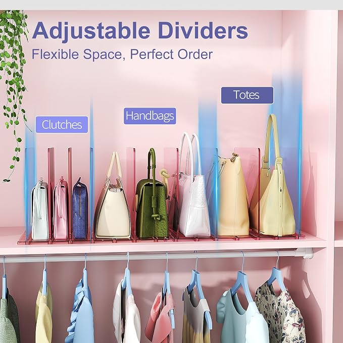 Purse Organizer for Closet: Shelf Dividers Adjustable Acrylic Bag Closet - Image 3