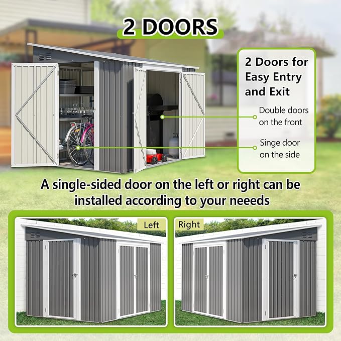 6x8FT Lean to Shed Metal Outdoor Storage Sheds - Image 4