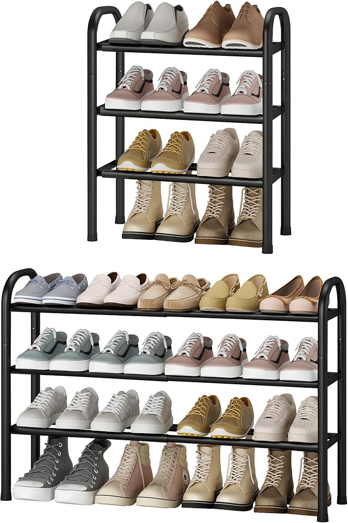 STO STO Expandable Shoe Rack, 3-Tier Metal Small Shoe Rack by STOSTO