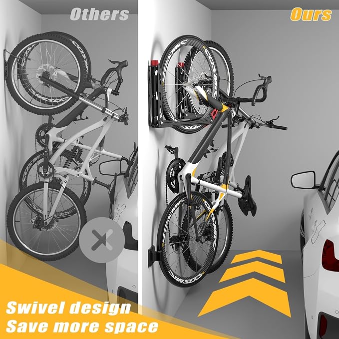 TORACK BIKEPAL Space Saving Wall Mounted Swivel Bike Racks, Vertical Bike Wall - Image 4