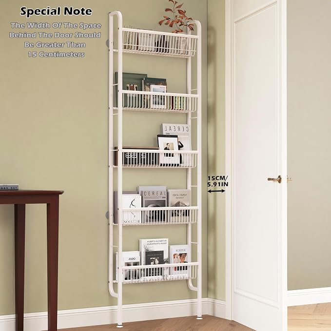 COVAODQ Pantry Spice Rack Narrow Bookshelves Behind The Door - Image 2