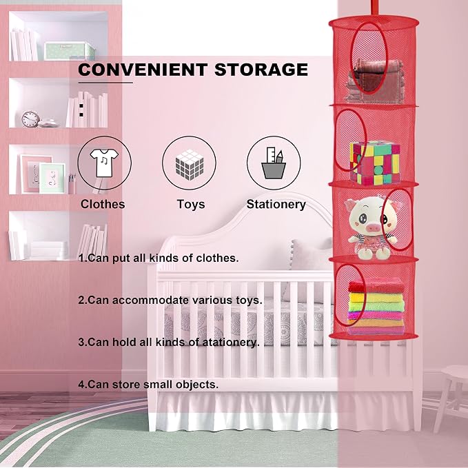 Libeder Stuffed Animal Storage Mesh Hanging Storage Space Saver Bags Organizer - Image 6