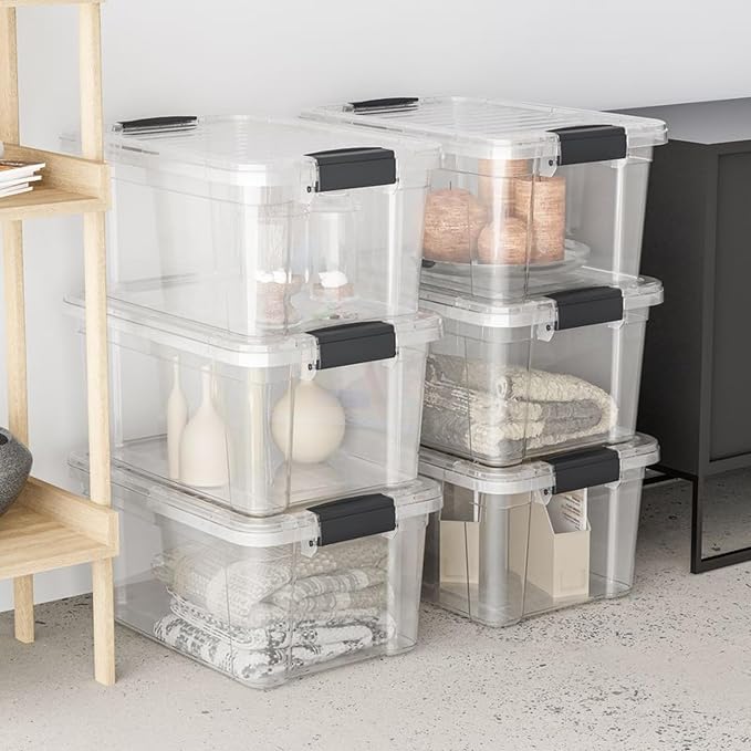 Superio Storage Bins with Lids- 8 Pack, 6.6 Qt Clear Boxes - Image 8